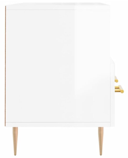 Fehér magasfényű szerelt fa TV-szekrény 102x36x50 cm