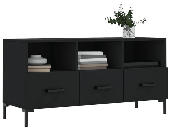 Fekete szerelt fa TV-szekrény 102 x 36 x 50 cm