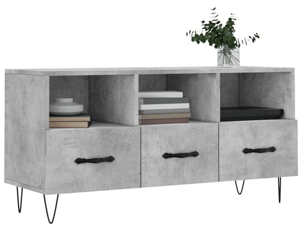 Betonszürke szerelt fa TV-szekrény 102 x 36 x 50 cm