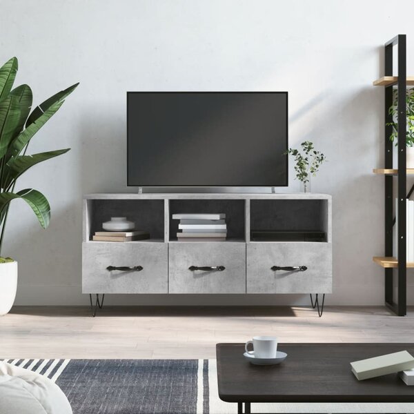Betonszürke szerelt fa TV-szekrény 102 x 36 x 50 cm