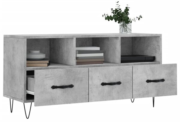 Betonszürke szerelt fa TV-szekrény 102 x 36 x 50 cm