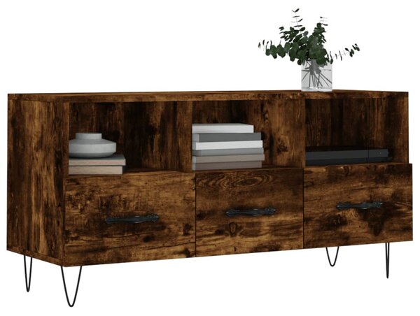 Füstös tölgy színű szerelt fa TV-szekrény 102 x 36 x 50 cm