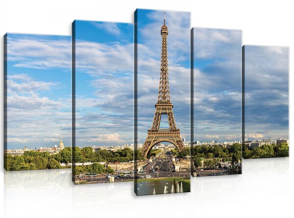 Vászonkép 5 darabos, Párizs, Eiffel torony 100x60 cm méretben