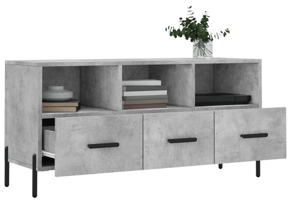 Betonszürke szerelt fa TV-szekrény 102 x 36 x 50 cm