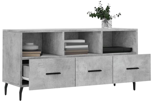 Betonszürke szerelt fa TV-szekrény 102 x 36 x 50 cm