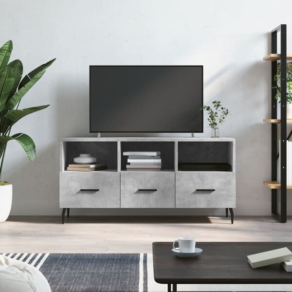 Betonszürke szerelt fa TV-szekrény 102 x 36 x 50 cm