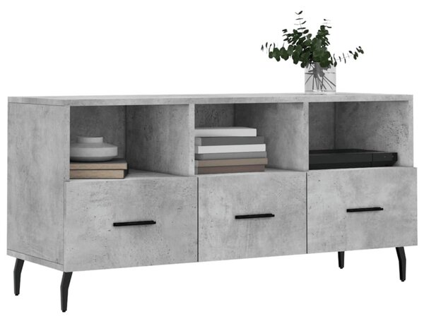 Betonszürke szerelt fa TV-szekrény 102 x 36 x 50 cm