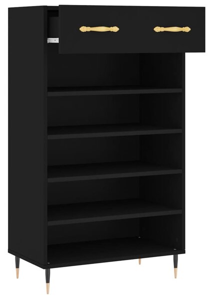 Fekete szerelt fa cipőszekrény 60 x 35 x 105 cm