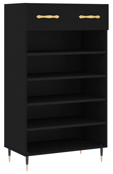 Fekete szerelt fa cipőszekrény 60 x 35 x 105 cm