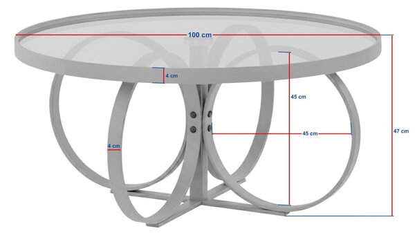 Tokyo üveg dohányzóasztal, dió, 100 cm