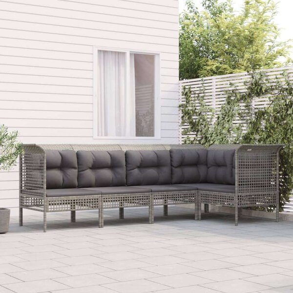 Polyrattan Kerti Ülőgarnitúra - 5 részes - Szürke