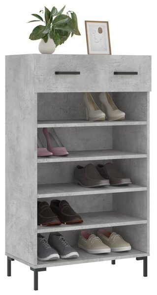 Betonszürke szerelt fa cipőszekrény 60x35x105 cm