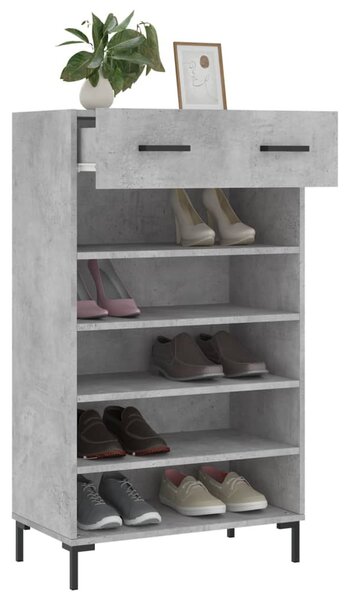 Betonszürke szerelt fa cipőszekrény 60x35x105 cm