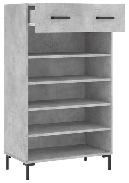 Betonszürke szerelt fa cipőszekrény 60x35x105 cm