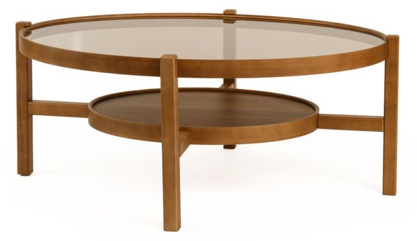 Harmony üveg dohányzóasztal, dió, 110 cm