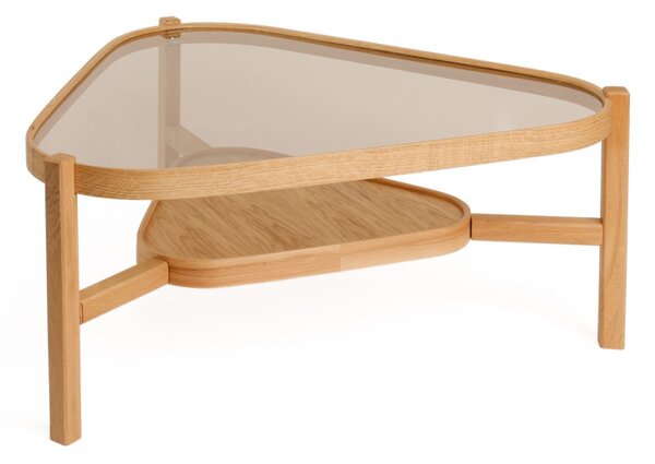 Capella üveg dohányzóasztal, tölgy, 95 cm