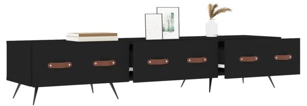 Fekete szerelt fa TV-szekrény 150 x 36 x 50 cm