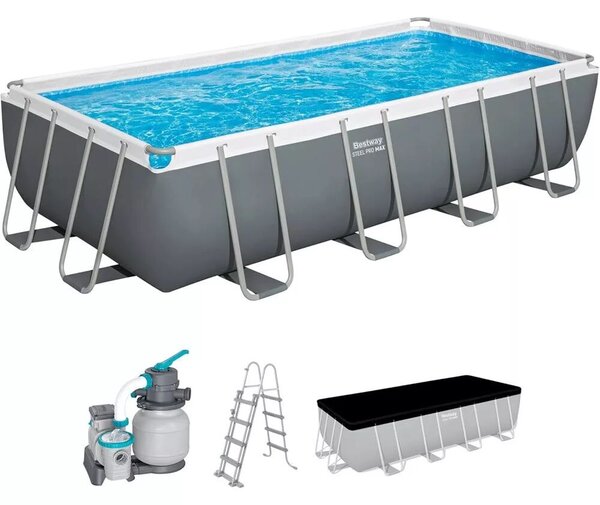 BESTWAY Power Steel csővázas medence szett, 549 × 274 × 122 cm, homokszűrős, létrával, takaróponyvával (56466)