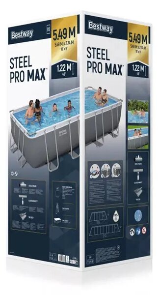 BESTWAY Power Steel csővázas medence szett, 549 × 274 × 122 cm, homokszűrős, létrával, takaróponyvával (56466)