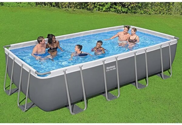 BESTWAY Power Steel csővázas medence szett, 549 × 274 × 122 cm, homokszűrős, létrával, takaróponyvával (56466)