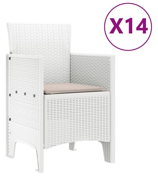VidaXL Kert étkező szett 15 db Fehér Polt rattan