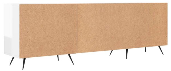 Fehér magasfényű szerelt fa TV-szekrény 150x30x50 cm