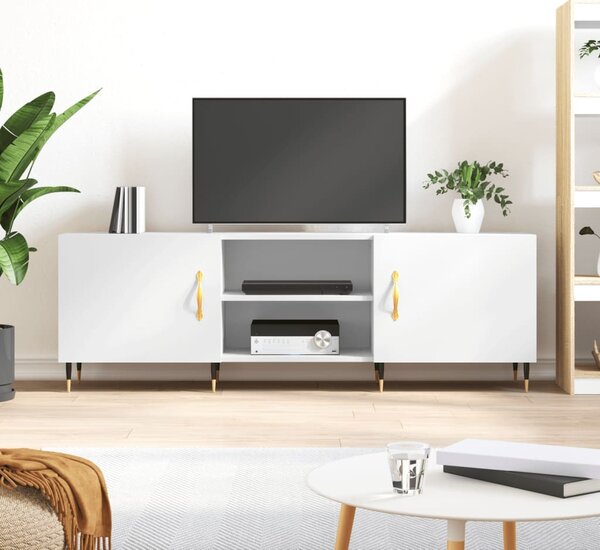 Fehér szerelt fa TV-szekrény 150 x 30 x 50 cm
