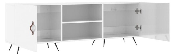 Fehér magasfényű szerelt fa TV-szekrény 150x30x50 cm