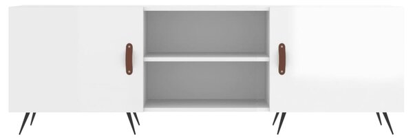 Fehér magasfényű szerelt fa TV-szekrény 150x30x50 cm