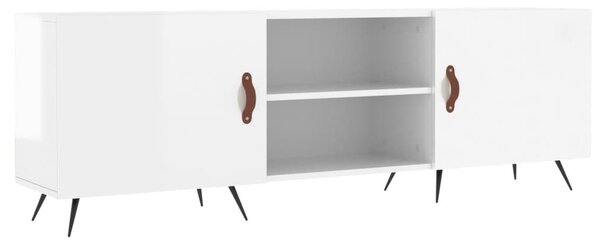 Fehér magasfényű szerelt fa TV-szekrény 150x30x50 cm