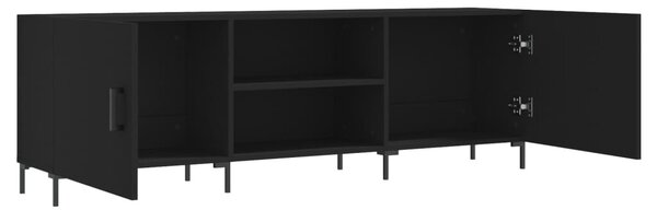 Fekete szerelt fa TV-szekrény 150 x 30 x 50 cm