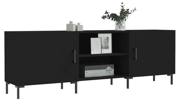 Fekete szerelt fa TV-szekrény 150 x 30 x 50 cm