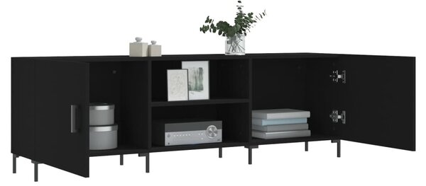 Fekete szerelt fa TV-szekrény 150 x 30 x 50 cm