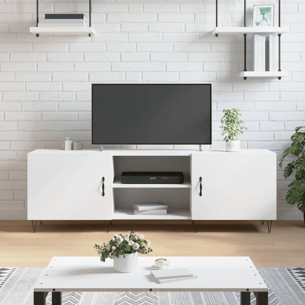 Fehér szerelt fa TV-szekrény 150 x 30 x 50 cm
