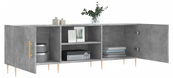 Betonszürke szerelt fa TV-szekrény 150 x 30 x 50 cm