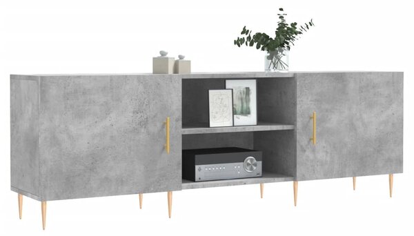 Betonszürke szerelt fa TV-szekrény 150 x 30 x 50 cm