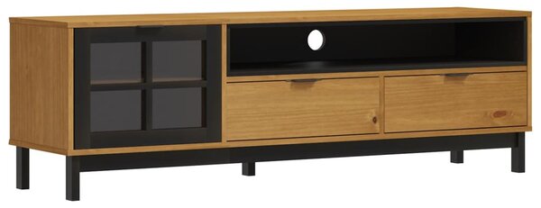 FLAM tömör fenyőfa TV-szekrény üvegajtóval 158 x 40 x 50 cm