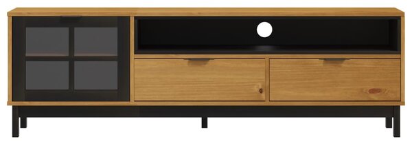 FLAM tömör fenyőfa TV-szekrény üvegajtóval 158 x 40 x 50 cm