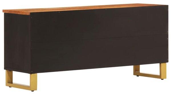 Barna és fekete tömör mangófa TV-szekrény 100x33,5x46 cm