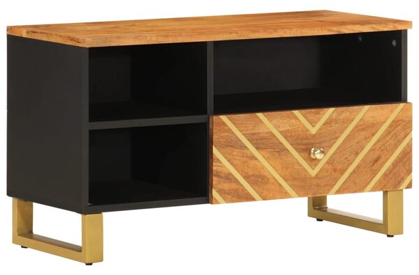 Barna és barna tömör mangófa TV-szekrény 80x33,5x46 cm