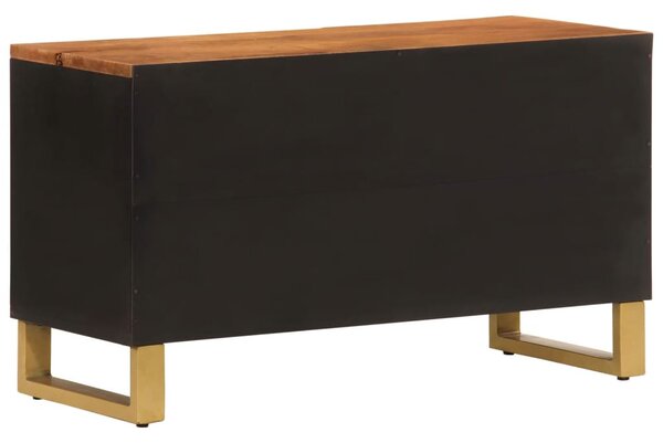 Barna és barna tömör mangófa TV-szekrény 80x31,5x46 cm