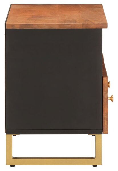 Fekete-barna tömör mangófa TV-szekrény 70 x 33,5 x 46 cm