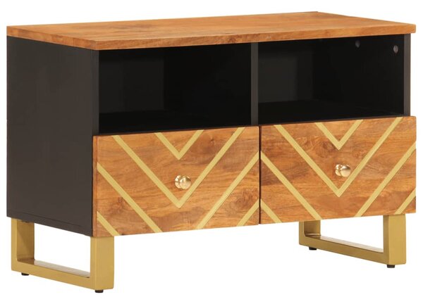 Fekete-barna tömör mangófa TV-szekrény 70 x 33,5 x 46 cm