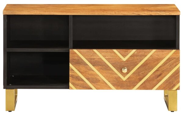 Barna és barna tömör mangófa TV-szekrény 80x33,5x46 cm