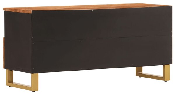 Barna és fekete tömör mangófa TV-szekrény 100x33,5x46 cm