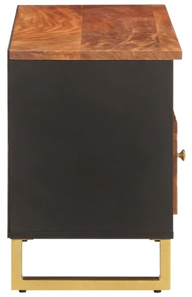 Barna és fekete tömör mangófa TV-szekrény 100x33,5x46 cm