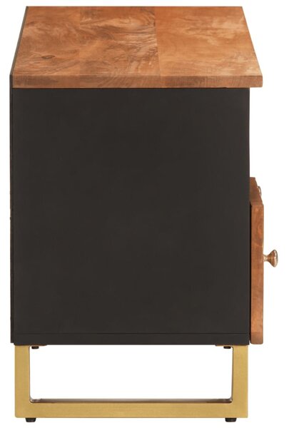Barna és fekete tömör mangófa TV-szekrény 100x33,5x46 cm