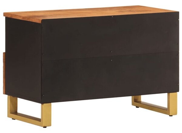Fekete-barna tömör mangófa TV-szekrény 70 x 33,5 x 46 cm