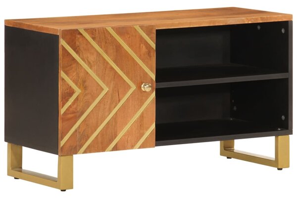 Barna és barna tömör mangófa TV-szekrény 80x31,5x46 cm