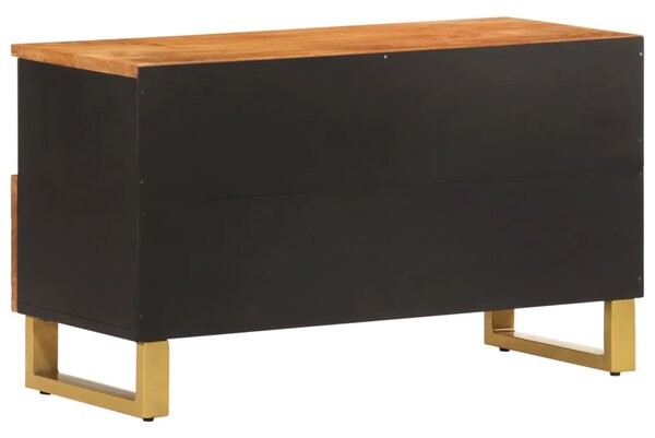 Barna és barna tömör mangófa TV-szekrény 80x33,5x46 cm
